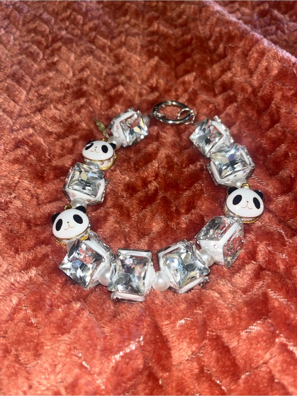 Rare Panda Charm Crystal Bracelet - White & Clear